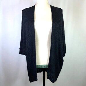 Soprano Dolman Sleeve Cardi Size Large Open Weave Open Front Black